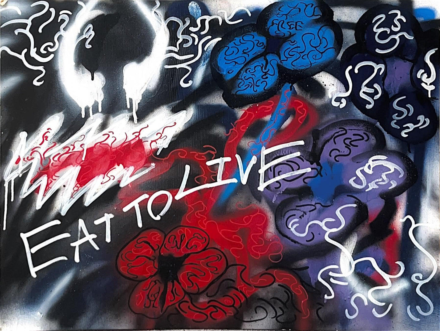 Doubled Sided "Flower Pot Djinn" and "Eat to Live"  24"x30"